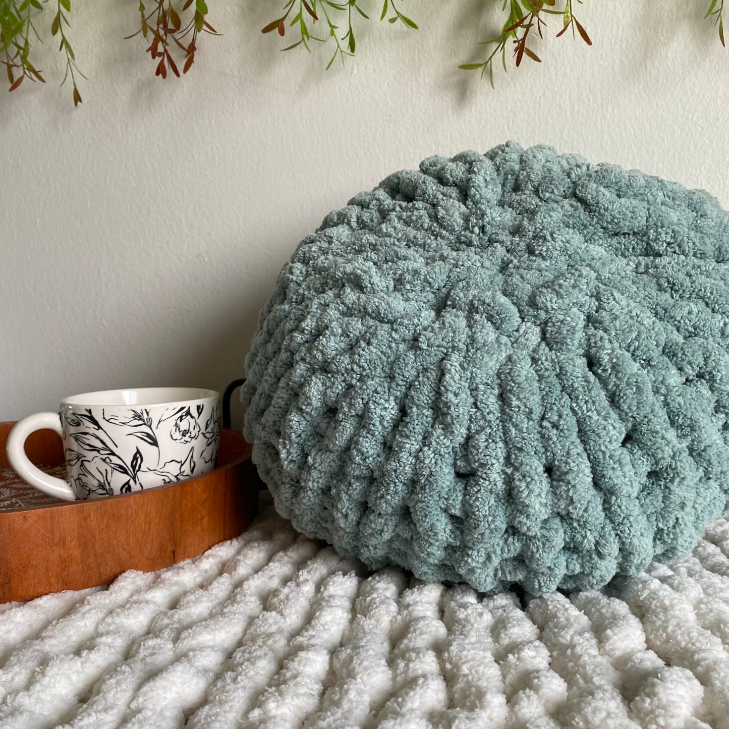 Chenille Pouf Throw Pillow